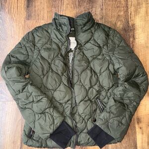 Olive Quilted Puffer Jacket for Women